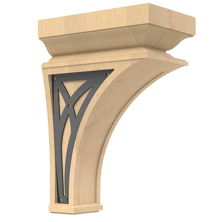 Large Nouveau Corbel W/Flat Blackl Abbey Inserts - Paint Grade